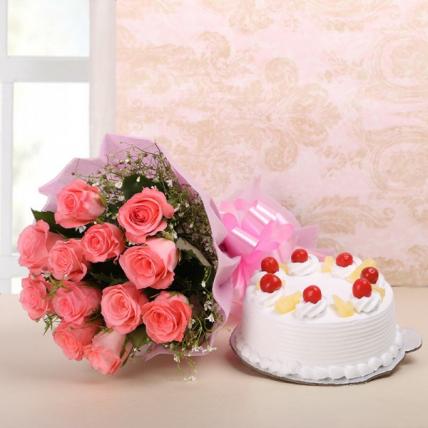 Glory Pink Roses & Pineapple Combo