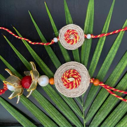 Handmade Jute Rakhi and Lumba Set