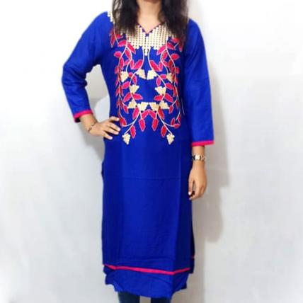 Ethnic Printed Blue Cotton Kurti