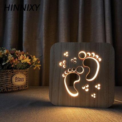 3D Wooden LED Night Light Lamp -  Feet