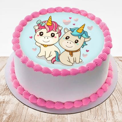 Unicorn Birthday Photo Cake