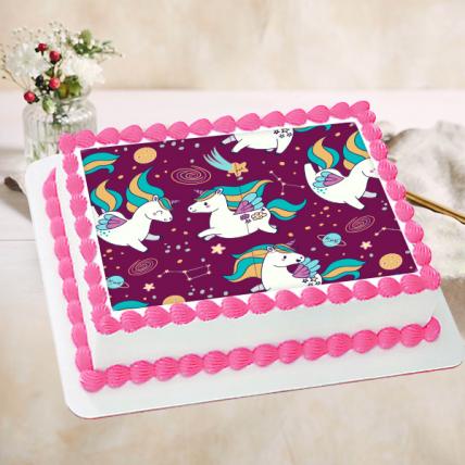 Square Unicorn Photo Cake