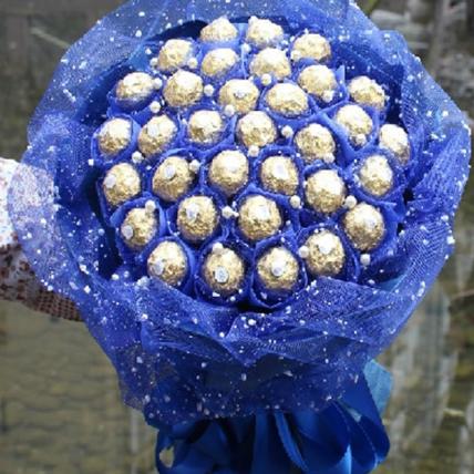 Sparkling Blue Ferrero Chocolate Bouquet