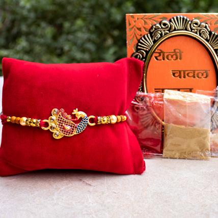 Special Kundan Peacock Rakhi