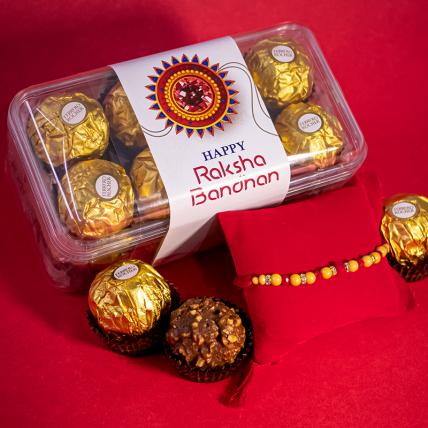 Pearl Rakhi and 16pc Ferrero Rocher