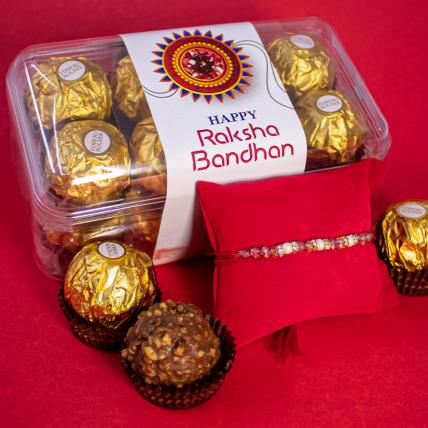 Pearl Rakhi and 16 pc Ferrero Rocher