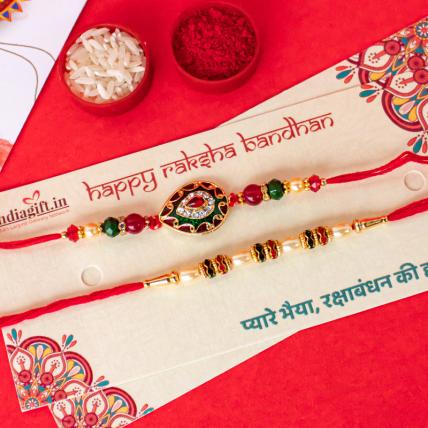 Flower & Pearl Rakhi Set