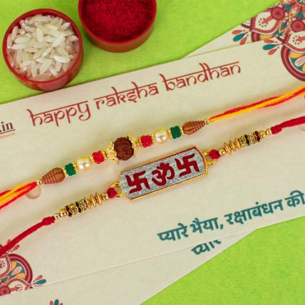Om Swastika Rodraksh Rakhi Set
