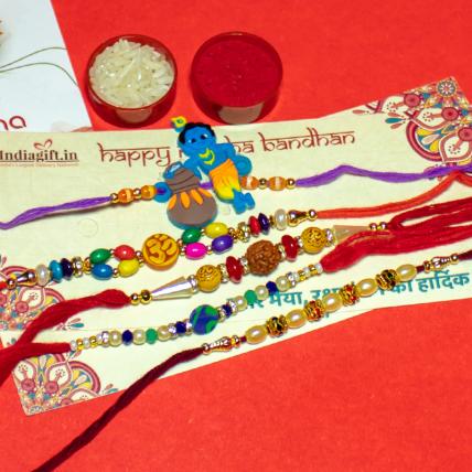 Colourful Rakhi Combo of 5