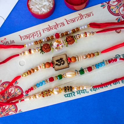 Special Rudraksh Rakhi Combo of 5