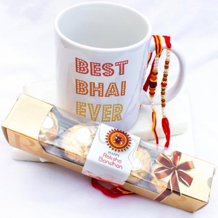 Best Bhai Ever Mug with Rakhi & Ferrero Rocher 