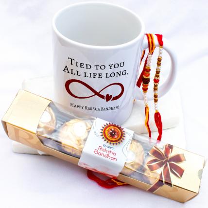 Tied to you Mug with Rakhi & Ferrero Rocher 