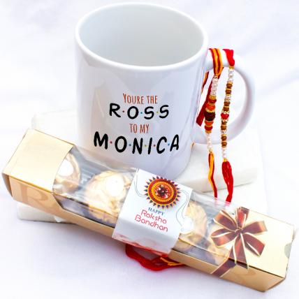 Ross Monica Mug with Rakhi & Ferrero Rocher 