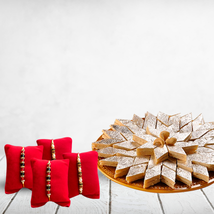 Kaju Burfi with Family Rakhi Set