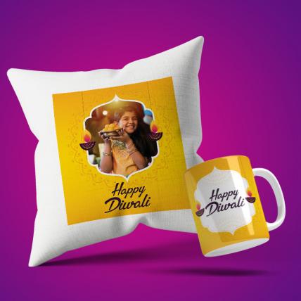 Happy Diwali Cushion Mug Set