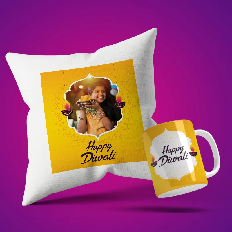 Happy Diwali Cushion Mug Set