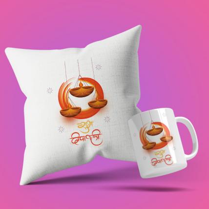 Shubh Diwali Cushion Mug Set