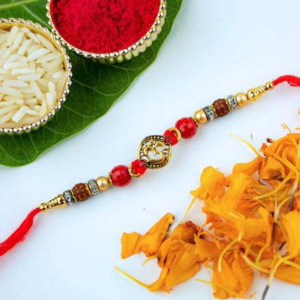 2 Rudrakshs and Om Rakhi