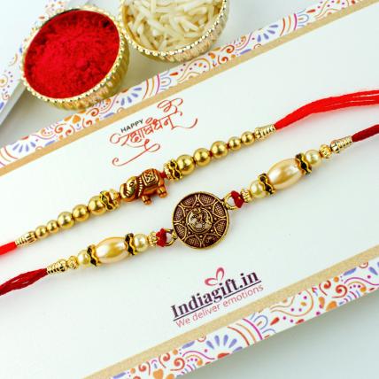 Stone OM Pearl Rakhi Set