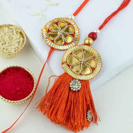 Flower Rakhi and Lumba Set