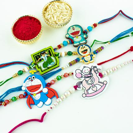 5 Beautiful Kids Rakhis Set