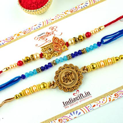 Radhe Radhe Swastika Rakhi Combo