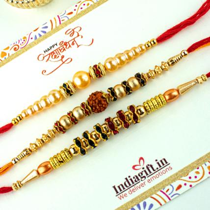 Elegant Rudraksh Rakhi Combo