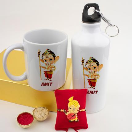 Ganesha Sipper and Mug Rakhi Combo