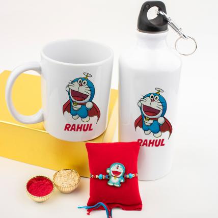 Doraemon Sipper and Mug Rakhi Combo