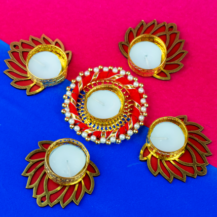 Pearly Lotus Diyas Rangoli