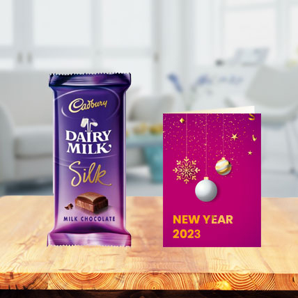 Dairy Milk Silk Chocolates with New Year Greeting Card