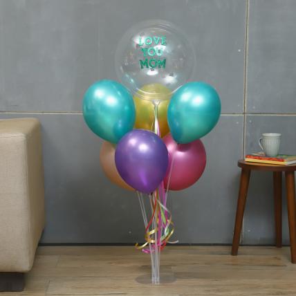 Love You Mom Multicoloured Balloons Stand