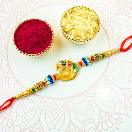 Colorful Beads Peacock Rakhi