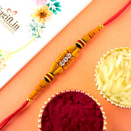 Wooden and Diamond Pearl Rakhi