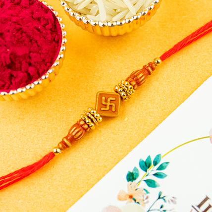 Swastika Om Rakhi with Beads