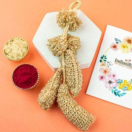 Beige Weaved Lumba Rakhi 