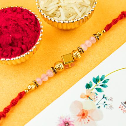 Golden White Pearl Rakhi