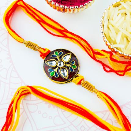 Colorful Brown Kundan Rakhi