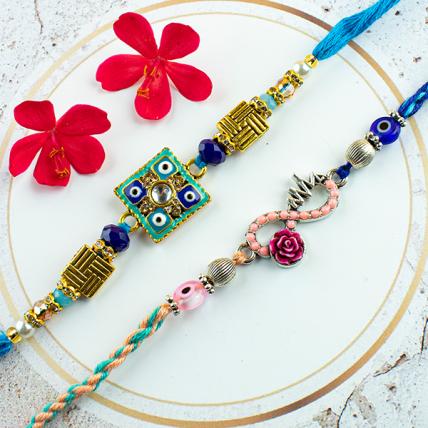 Beautiful Good Luck Rakhi Mouli Set