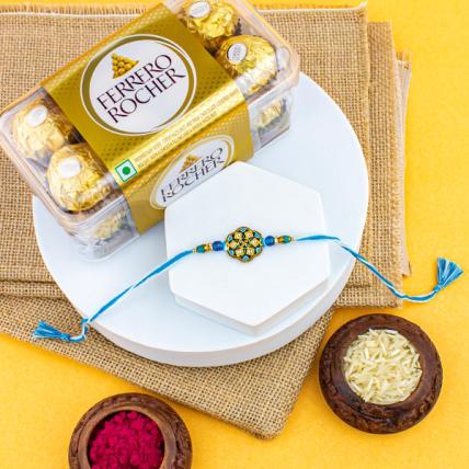 Swastik Rakhi and 16 pc Ferrero Rocher