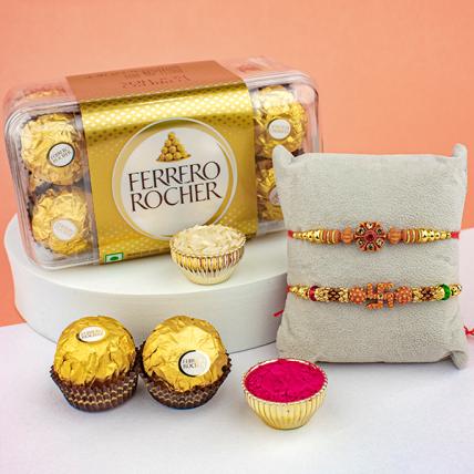 Beautiful Rakhi Set with 16pc Ferrero Rocher