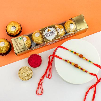 Rudraksha Rakhi Set with Ferrero Rocher