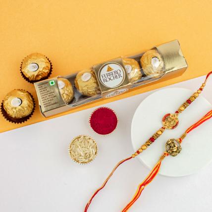 Ganesha Rakhi Set with Ferrero Rocher