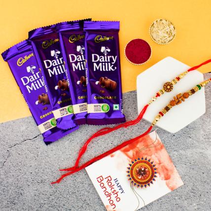 Swastika Rakhi with Dairy Milk Chocolates