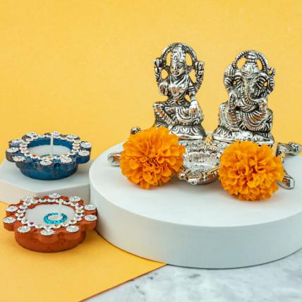 Lakshmi and Ganesh With Diya Set 