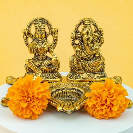 Golden Laxmi Ganesha Idol 