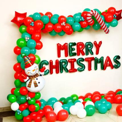 Merry Christmas Celebration Colorful Balloons Decore