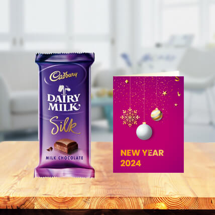 Dairy Milk Silk Chocolates with New Year Greeting Card