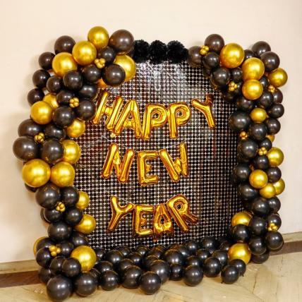 Happy New Year Golden N Black Decor
