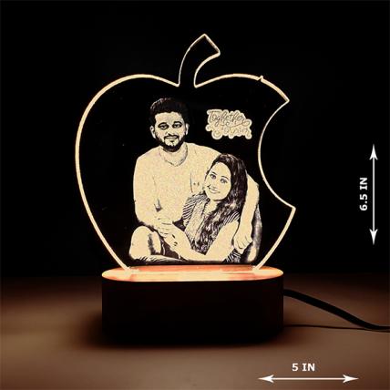 Apple shaped crystal glass engraving gift with Light